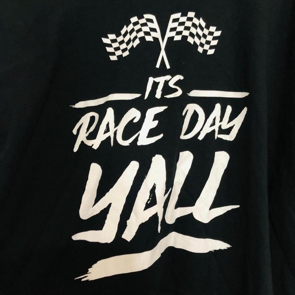 Gildan Its Race Day Yall Graphic T-Shirt Mens 2XL Black Short Sleeve Cotton Tee‎